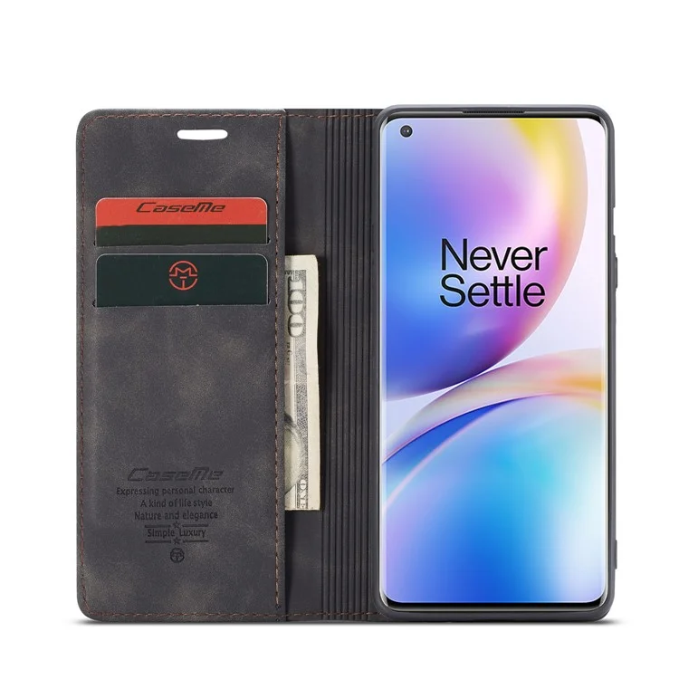 CASEME 013 Series Auto-absorbed Leather Protection Case for OnePlus 8 Pro - Black