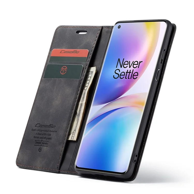 CASEME 013 Series Auto-absorbed Leather Protection Case for OnePlus 8 Pro - Black