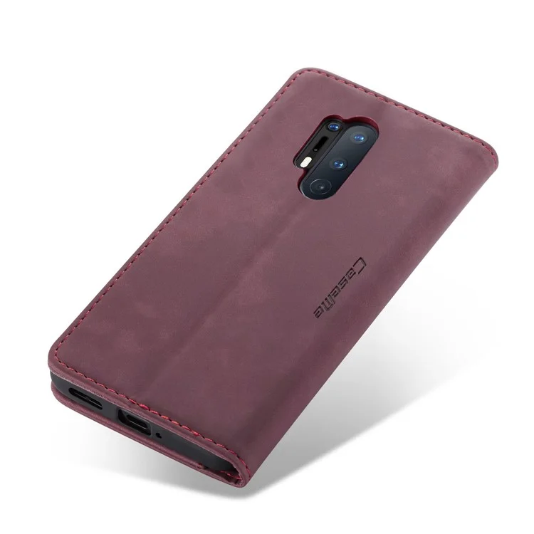CASEME 013 Series Auto-absorbed Leather Protection Case for OnePlus 8 Pro - Wine Red