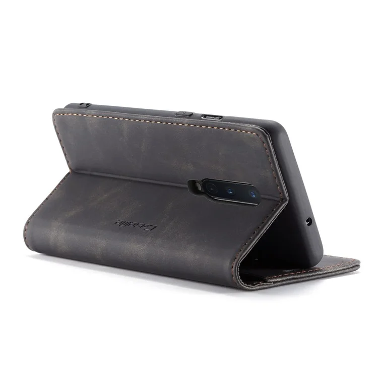 Serie Caseme 013 Serie Auto-absorbida de Cuero Con Cáscara de Billetera Para OnePlus 8 - Negro