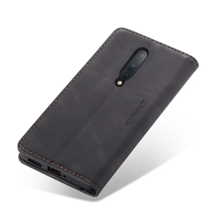 CASEME 013 Series Auto-absorbed Leather Wallet Shell for OnePlus 8 - Black