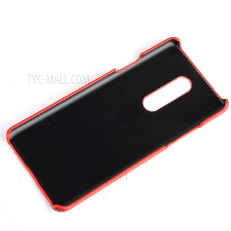 Litchi Skin PU Couro Revestido de Couro Coberto de Celular Capa Dura Para OnePlus 8 - Vermelho
