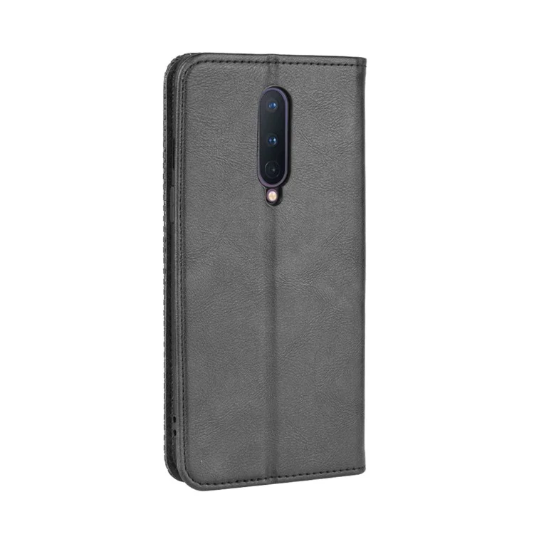 Vintage Style Leather Wallet Case for OnePlus 8 - Black