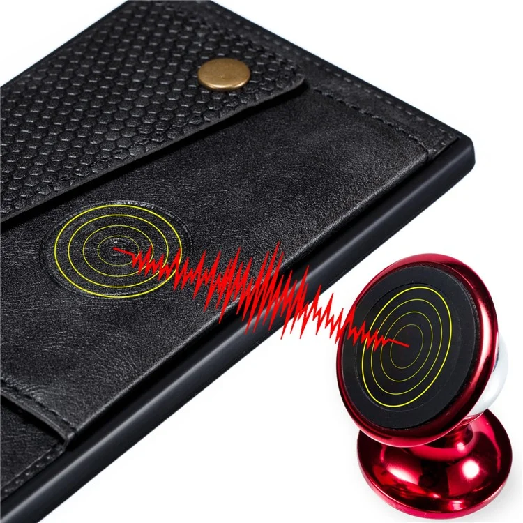 Kickstand Card Holder PU Leather Coated TPU Phone Case [Built-in Vehicle Magnetic Sheet] for OnePlus 8 Pro - Black