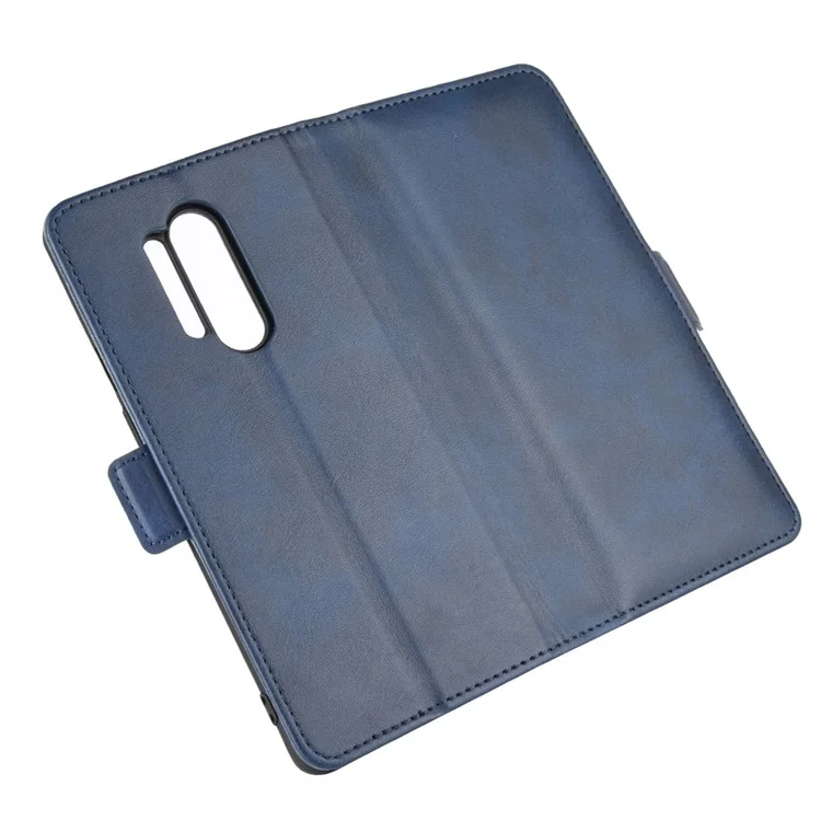 Double Clasp Flip Leather Wallet Stand Phone Case Cover for OnePlus 8 Pro - Blue