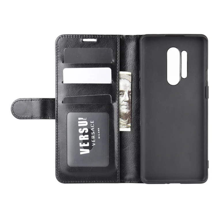 Crazy Horse Wallet Leather Stand Case for OnePlus 8 Pro - Black