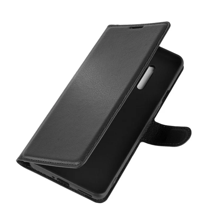 Кожаный чехол-книжка Litchi Skin Magnetic для OnePlus 8 Pro - черный