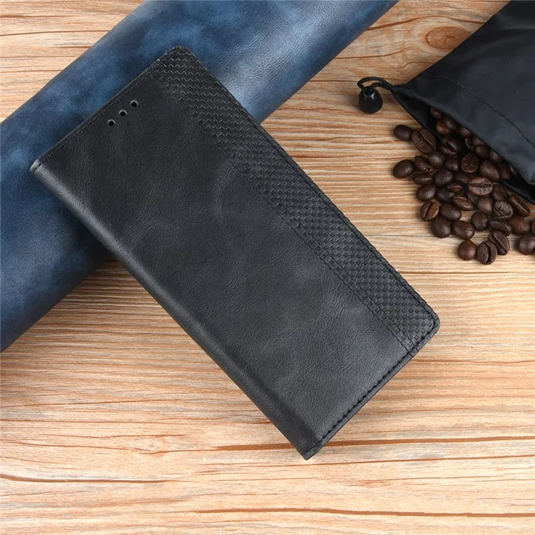 Für OnePlus 8 Pro Vintage Auto-absorbierte Lederbrieftasche Mit Ständer - Schwarz