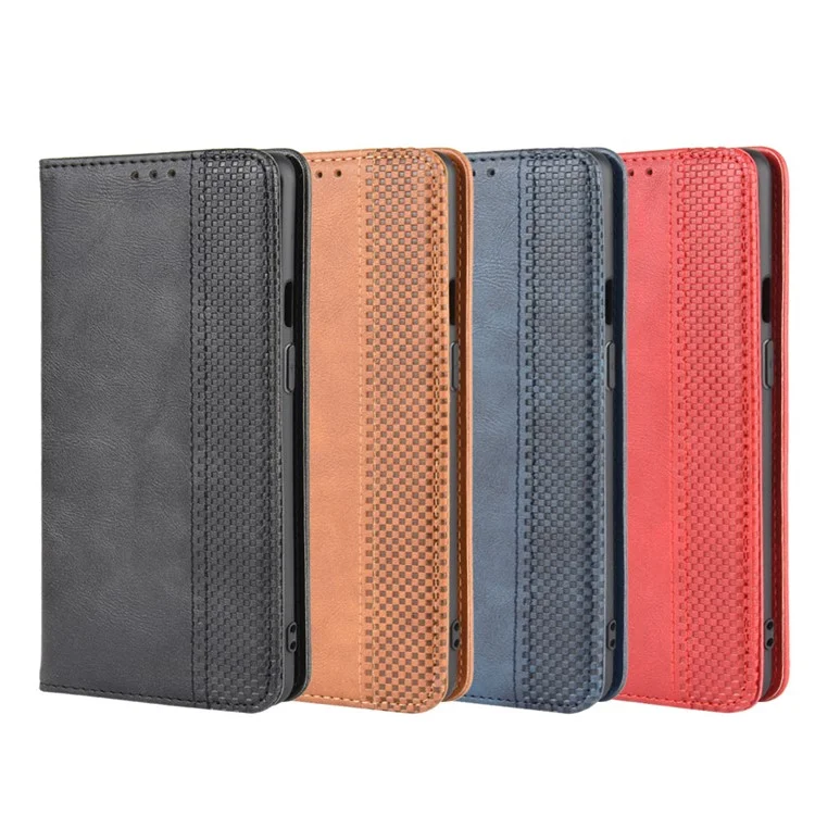 For OnePlus 8 Pro Vintage Auto-absorbed Leather Wallet Case with Stand - Black