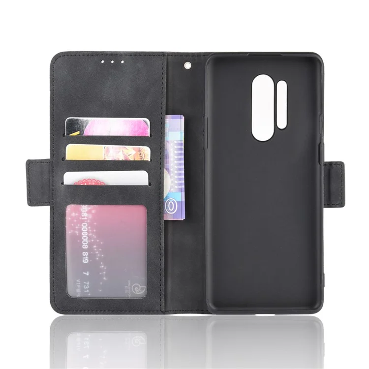 Multiple Card Slots Leather Wallet Phone Cover for OnePlus 8 Pro - Black