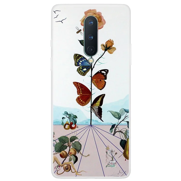 Muster-Druck-Soft-TPU-Handyhülle für OnePlus 8 - Blumen und Schmetterlinge
