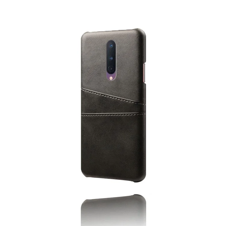 Case de PC Recubierta de Cuero KSQ PU Con Ranuras de Tarjeta Doble Para OnePlus 8 - Negro