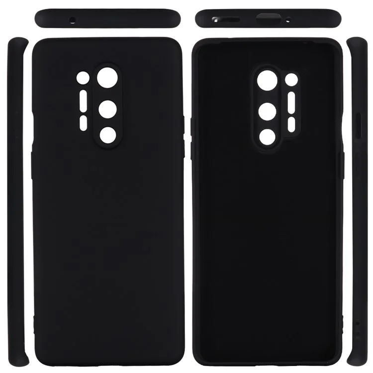 Caso de Silicone Líquido Back Case Soft Telefone Para OnePlus 8 Pro - Preto