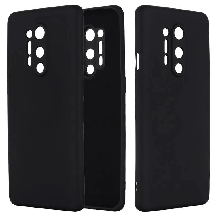 Caso de Silicone Líquido Back Case Soft Telefone Para OnePlus 8 Pro - Preto