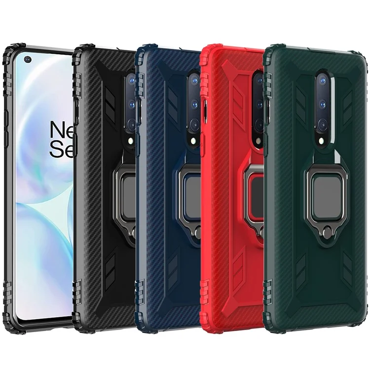 Anel de Dedo Kickstand TPU TPU Protective Phone Tampa Para OnePlus 8 - Preto