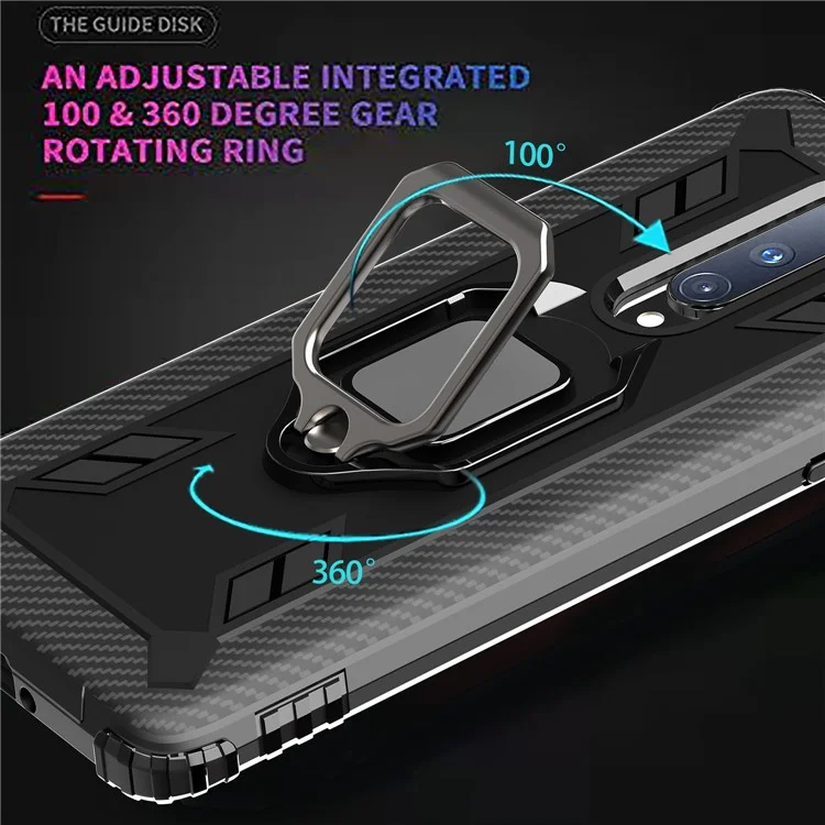 Finger Ring Kickstand Drop-proof TPU Protective Phone Cover for OnePlus 8 - Black