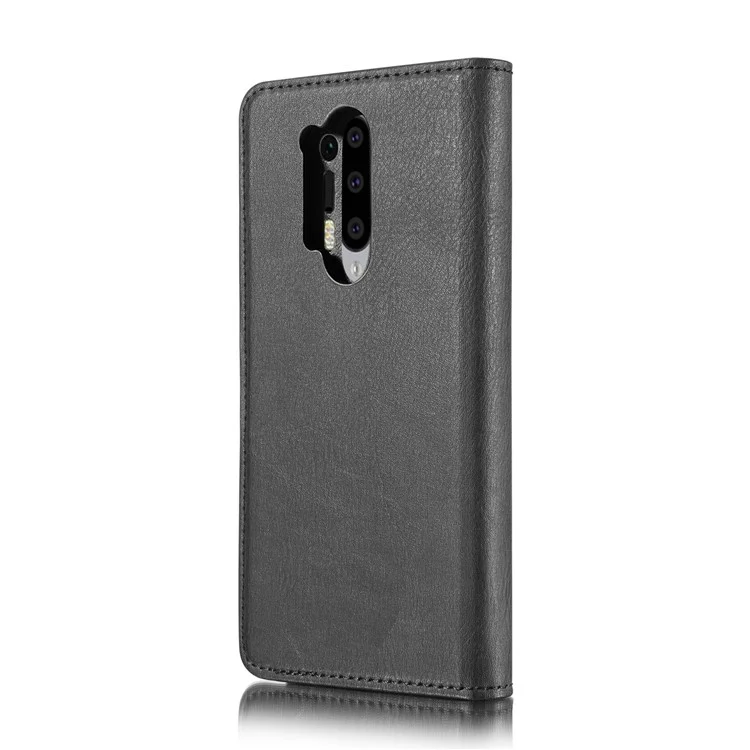 DG.MING Phone Cover Detachable 2-in-1 Split Leather Wallet Shell + PC Back Case für OnePlus 8 Pro - Schwarz