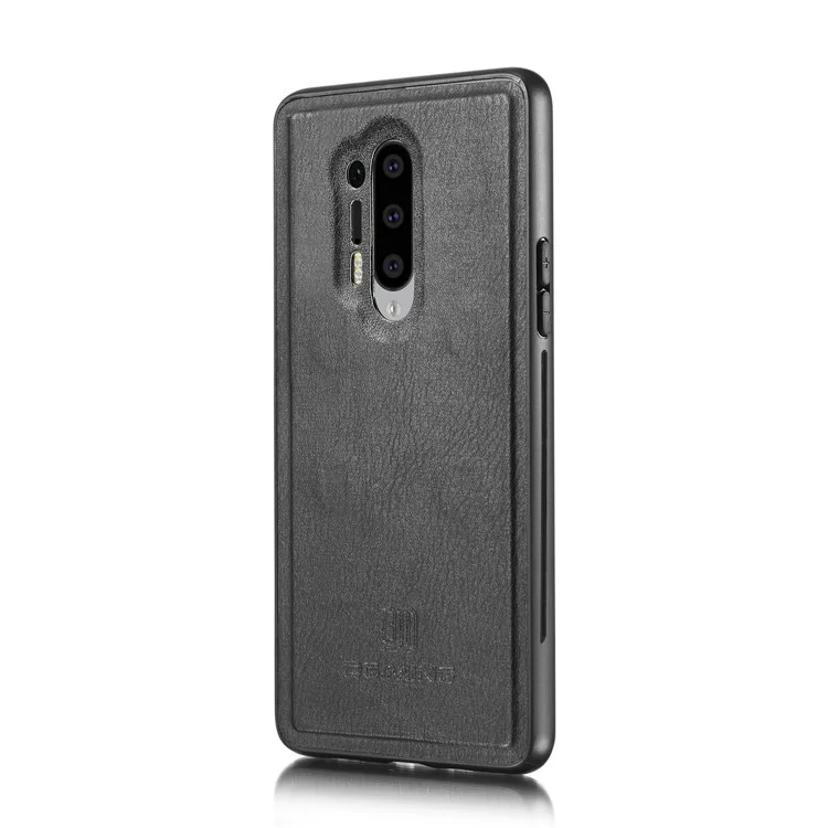 DG.MING Phone Cover Detachable 2-in-1 Split Leather Wallet Shell + PC Back Case für OnePlus 8 Pro - Schwarz