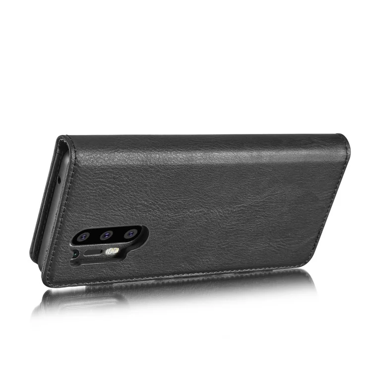 DG.MING Phone Cover Detachable 2-in-1 Split Leather Wallet Shell + PC Back Case for OnePlus 8 Pro - Black