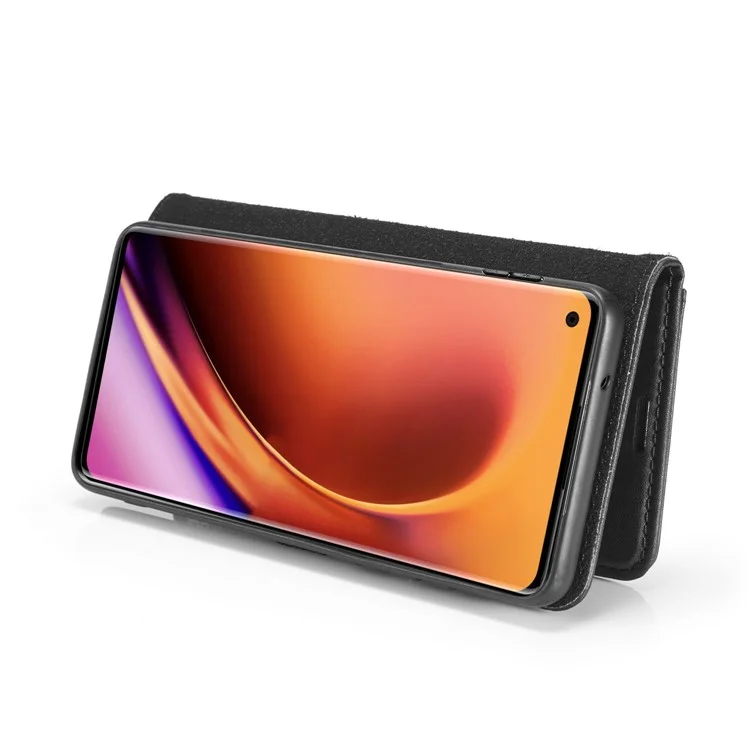 DG.MING Phone Cover Detachable 2-in-1 Split Leather Wallet Shell + PC Back Case für OnePlus 8 Pro - Schwarz