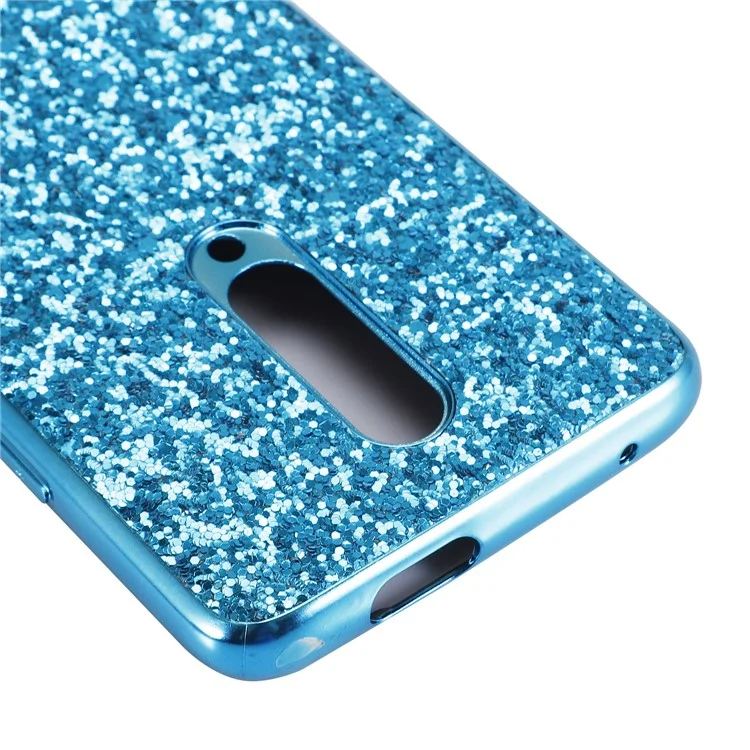 Glittering Sequins Plated TPU Frame + PC Protective Case for OnePlus 8 - Blue