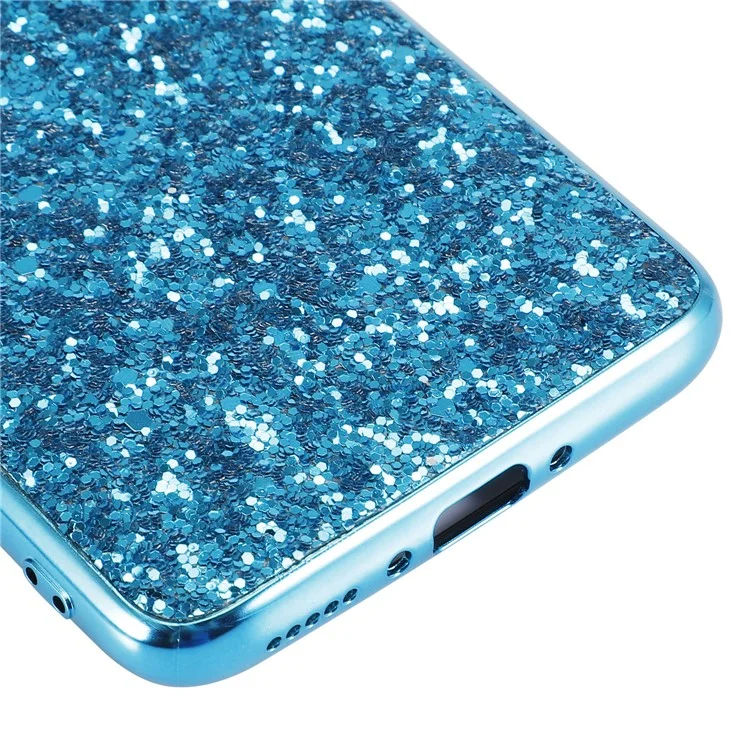 Glittering Sequins Plated TPU Frame + PC Protective Case for OnePlus 8 - Blue