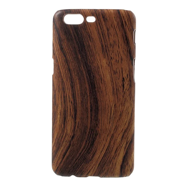 PU Leather Coated Hard Cover for OnePlus 5 - Wood Grain
