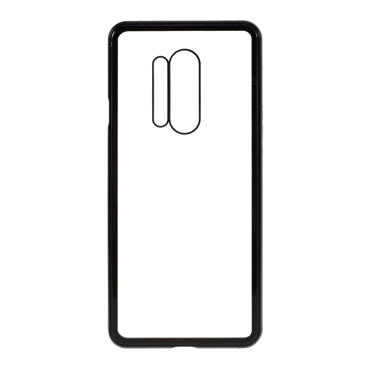 Detachable Metal Magnetic Frame + Tempered Glass Front Back Case Protection Shell for OnePlus 8 Pro - Black