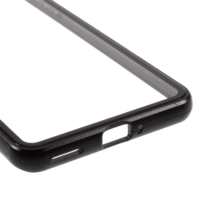 Detachable Metal Magnetic Frame + Tempered Glass Front Back Case Protection Shell for OnePlus 8 Pro - Black