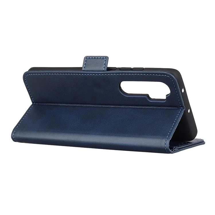 Clôture Magnétique Portefeuille en Cuir Case de Téléphone Portable Pour OnePlus Nord - Bleu