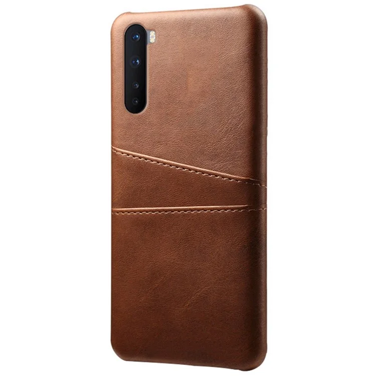 KSQ Для OnePlus Nord Double Card Slots Case pu Leather + пк Двойной Пропорциональный Защитный Крышка с Тяжелой Службой. - Коричневый