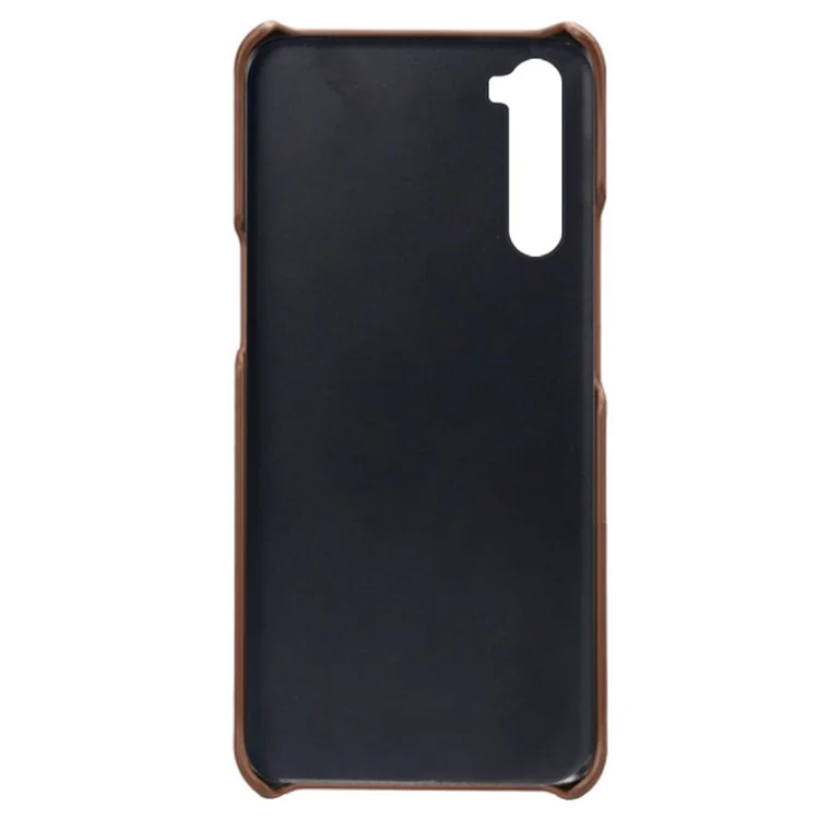 KSQ Per OnePlus Nord Double Card Slot Case PU Peth + PC Dual Strayes Cover di Protezione da Servizio Pesante Shock - Marrone