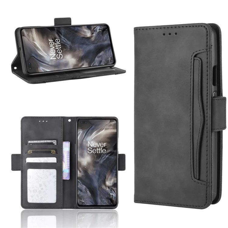 Multiple Card Slots Wallet Stand Leather Cover for OnePlus Nord - Black