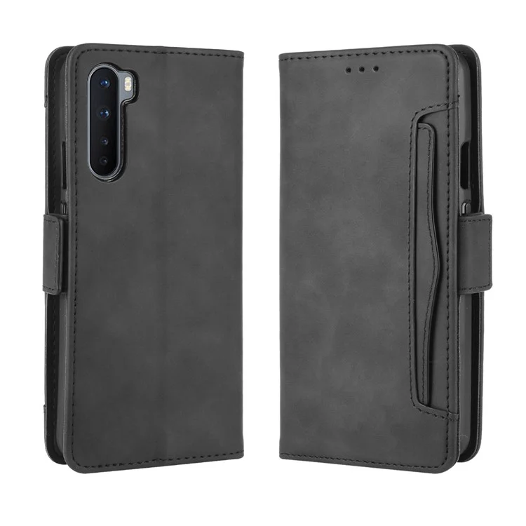 Multiple Card Slots Wallet Stand Leather Cover for OnePlus Nord - Black