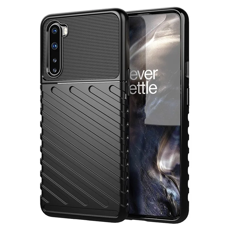 Capa de Telefone Celular Thunder Series Twill Texture TPU para OnePlus Nord - Preta