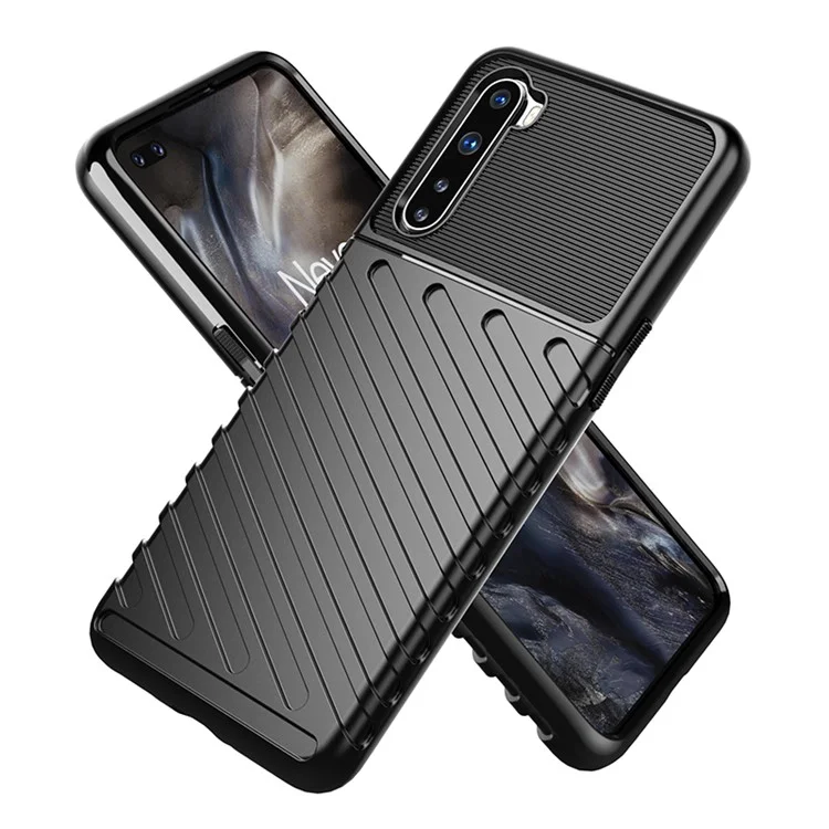 Capa de Telefone Celular Thunder Series Twill Texture TPU para OnePlus Nord - Preta
