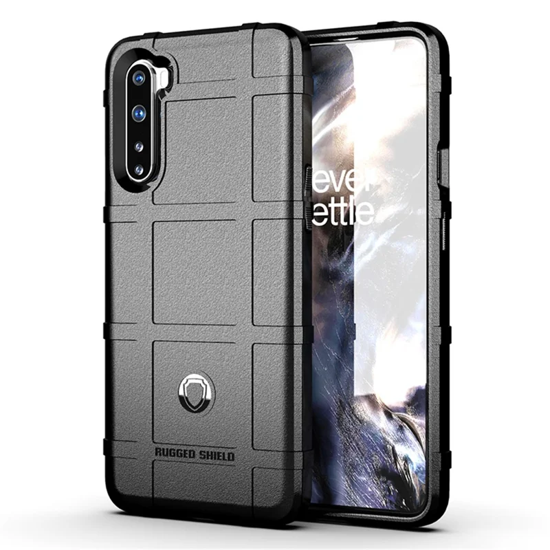 Capa de telefone Rugged Shield Square Grid Texture TPU para OnePlus Nord - Preto