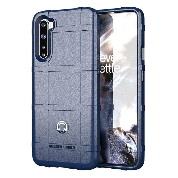 Rugged Shield Square Grid Textur TPU -telefonhülle Für OnePlus Nord - Blau