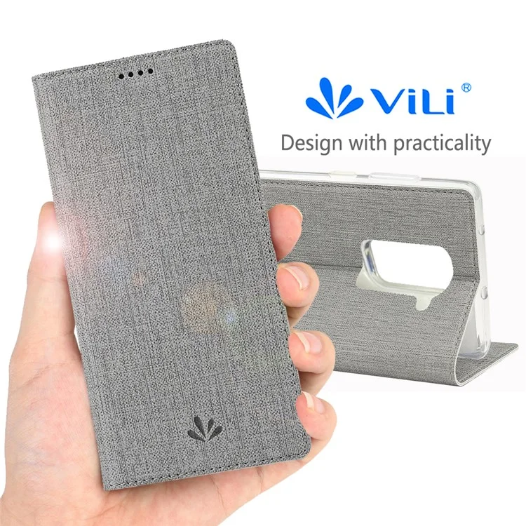 VILI DMX Cross Texture Leather Stand Shell Case for OnePlus Nord/Z/8 Nord 5G - Grey