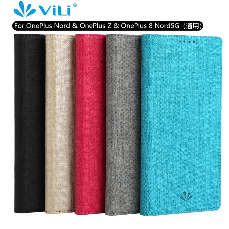 VILI DMX Cross Texture Leather Stand Shell Case for OnePlus Nord/Z/8 Nord 5G - Grey