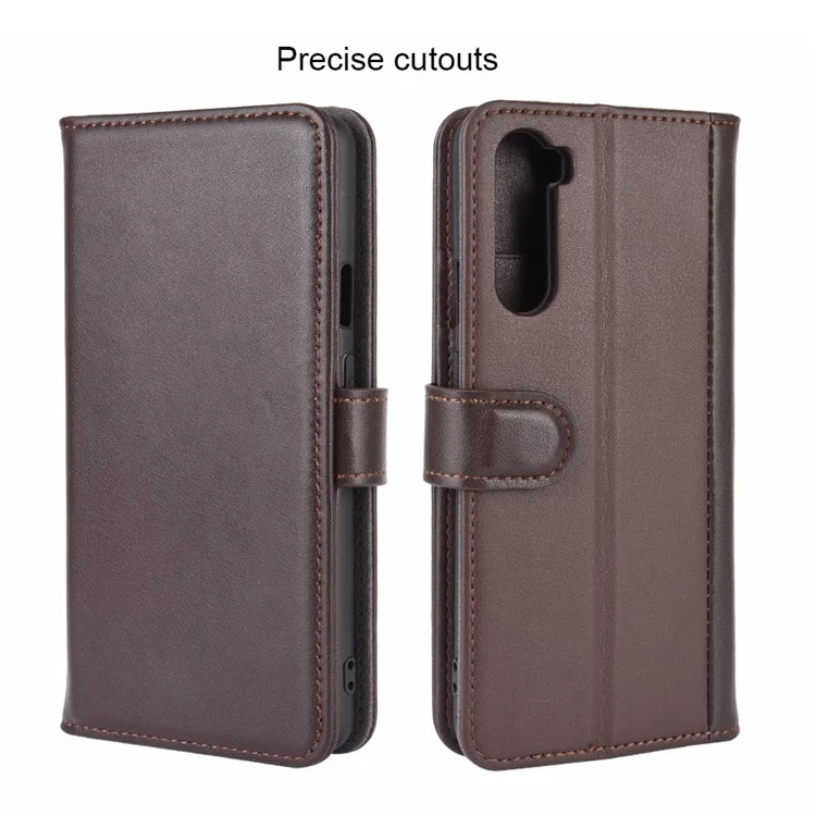 Capa de Couro Dividido com Carteira com Múltiplos Slots para Cartões e Suporte de Celular para OnePlus Nord - Marrom