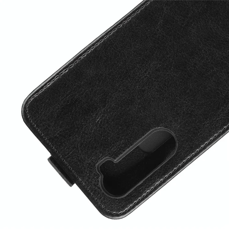 Crazy Horse Skin Vertical Flip Cover Leather Phone Case for OnePlus Nord - Black