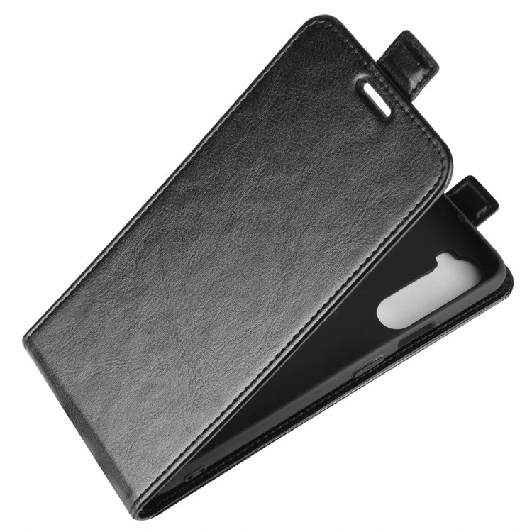 Crazy Horse Skin Vertical Flip Cover Leather Phone Case for OnePlus Nord - Black