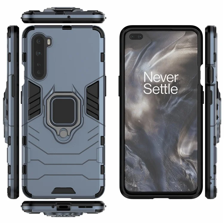 PC + TPU Shell com Suporte de Anel para Dedo e Suporte para OnePlus Nord - Azul
