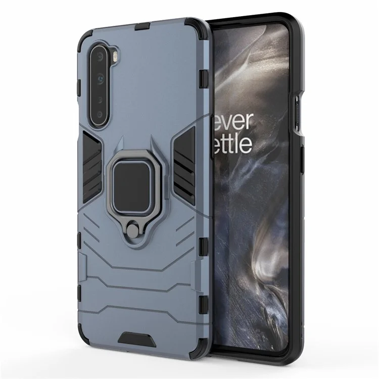 PC + Shell TPU Con Cubierta Del Soporte Del Anillo de Dedo Para OnePlus Nord - Azul