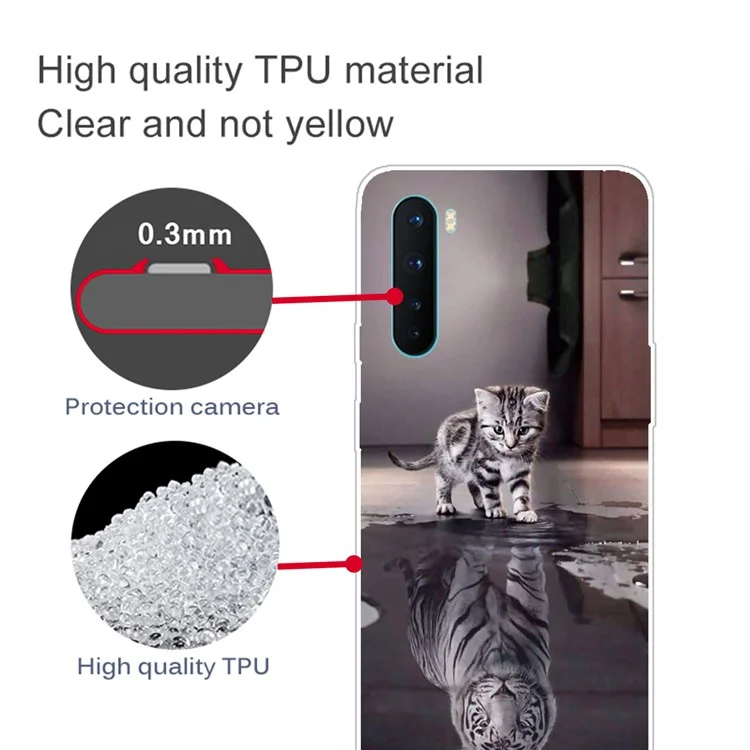 Printing Skin Soft TPU Cell Phone Shell for OnePlus Nord - Cat