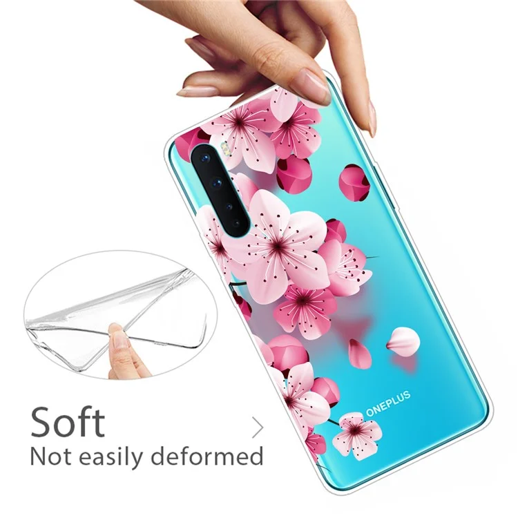 Printing Skin Soft TPU Cell Phone Shell for OnePlus Nord - Pink Flower