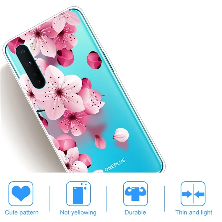 Printing Skin Soft TPU Cell Phone Shell for OnePlus Nord - Pink Flower