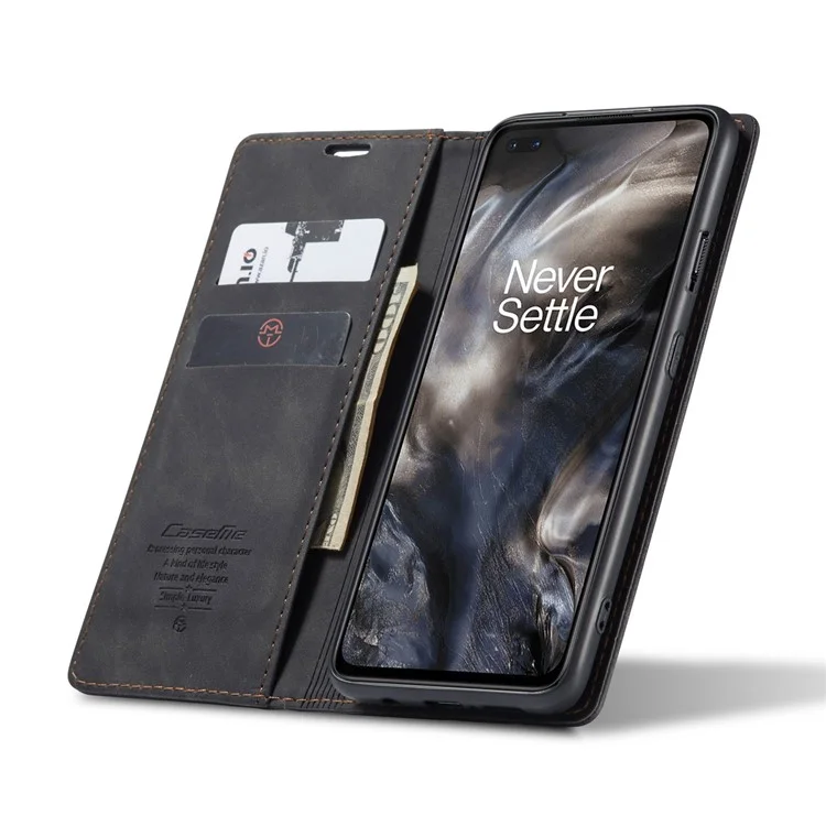 CASEME 013 Seria Auto Absorvido Case de Proteção Contra Carteira de Couro Para OnePlus Nord - Preto