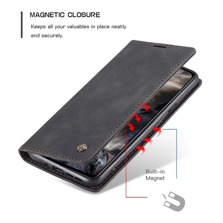 CASEME 013 Series Auto-absorbed Leather Wallet Protection Case for OnePlus Nord - Black